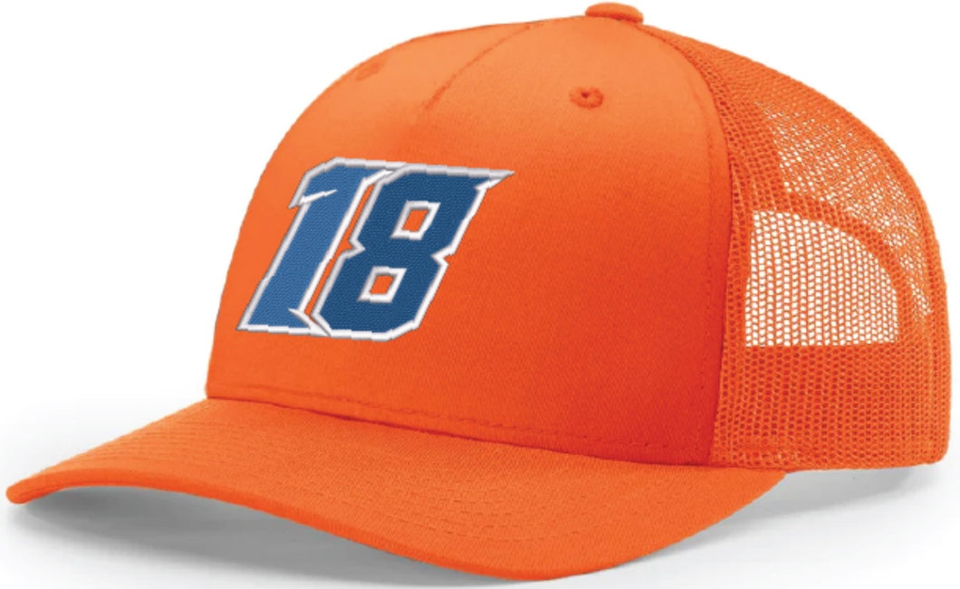 Blue 18 Blaze Orange Richardson Trucker Snapback